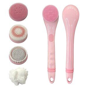 Blushly Cleansing & Exfoliating Solid Body Brush w/4 Heads - Pink a637024